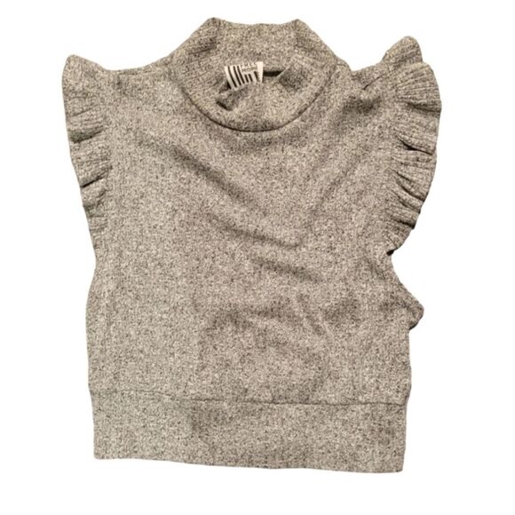 FREE People Gray High Neck Mini Crop Top - Picture 1 of 4